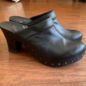 Dansko Rae Leather Studded Heeled Clog Chunky Black 90s Size 41 / Size 10.5 - 11